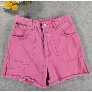 Vintage 90s Gitano Hot Pink Denim Shorts High Waist Girls Size 10/12 W24 Spring
